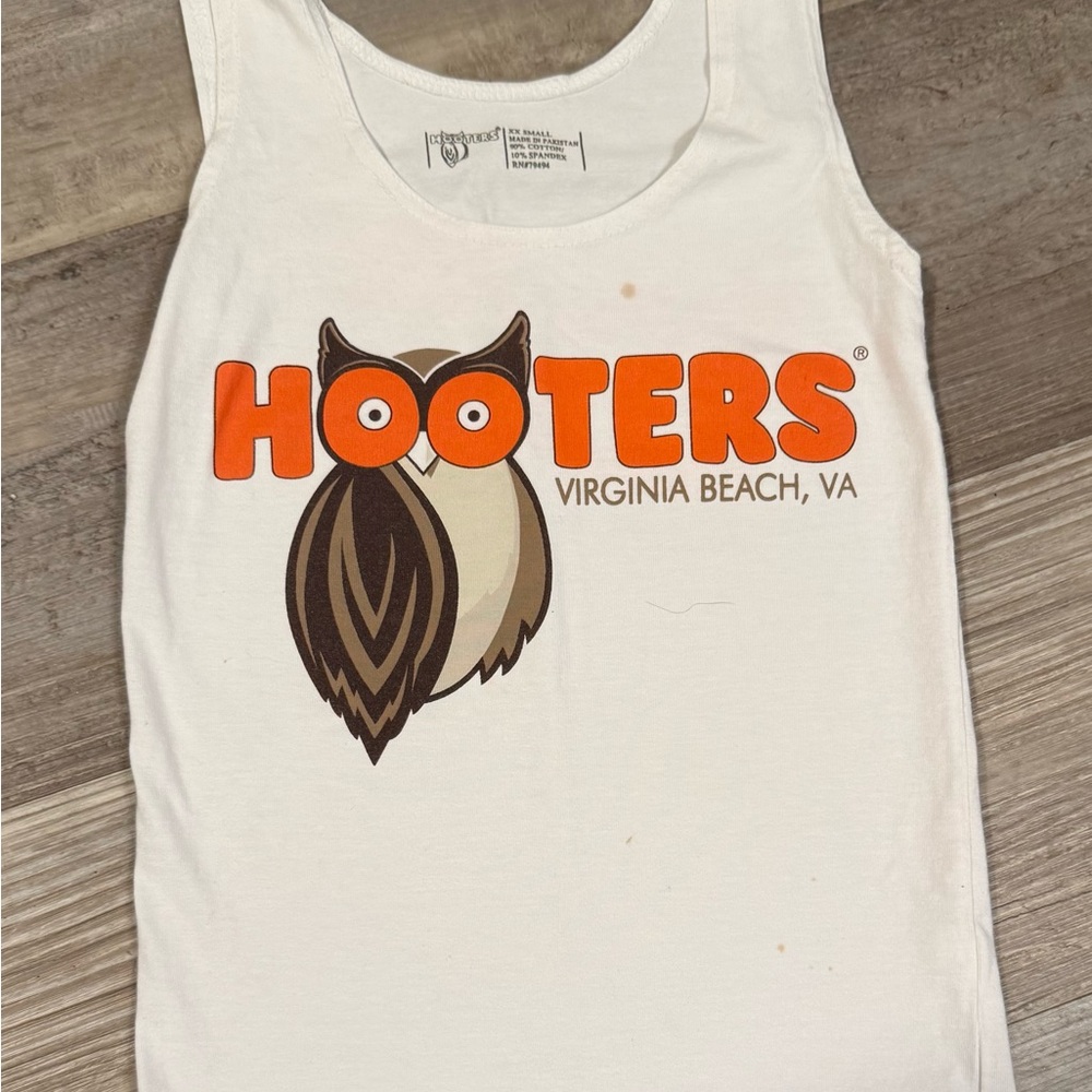 Hooters White and Orange Tank Top